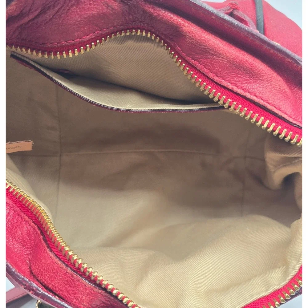 Authentic Chloe Ethel Small Red Leather Satchel Shoulder Crossbody Bag Handbag